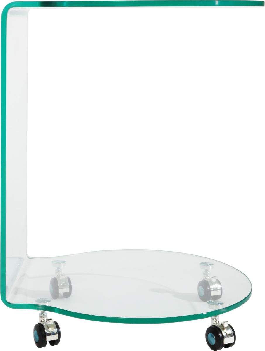 bhp Beistelltisch - klar- mit Rollen Glasstrke: 10 mm- formgebogen