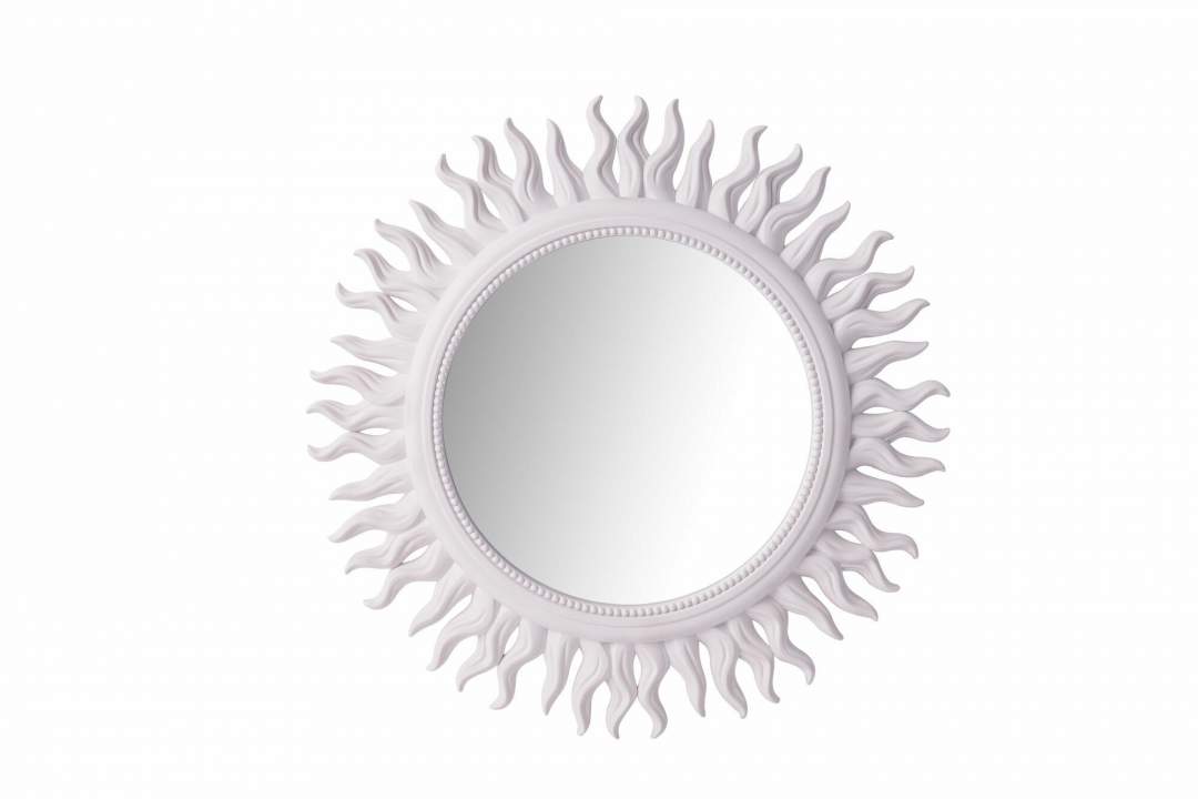 bhp Spiegel rund 53cm - Sonnen Design- weiss unter Wandspiegel > Spiegel