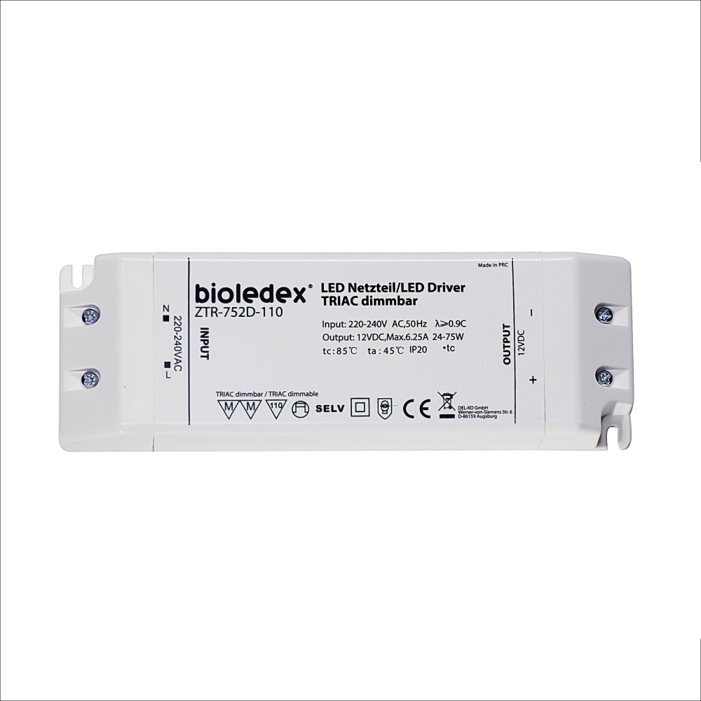 Bioledex 75W 12V DC LED Netzteil dimmbar TRIAC fr dimmbare 12V LEDs unter Indoor > Nach Marke