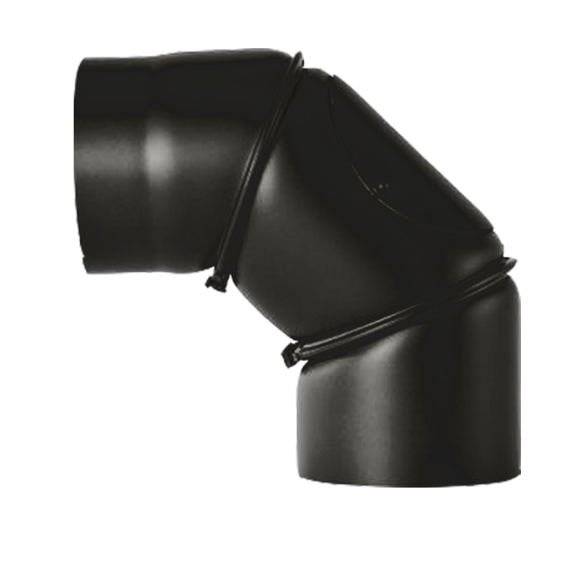 Bogen verstellbar 0-90- mit T�r DN 180mm schwarz -310