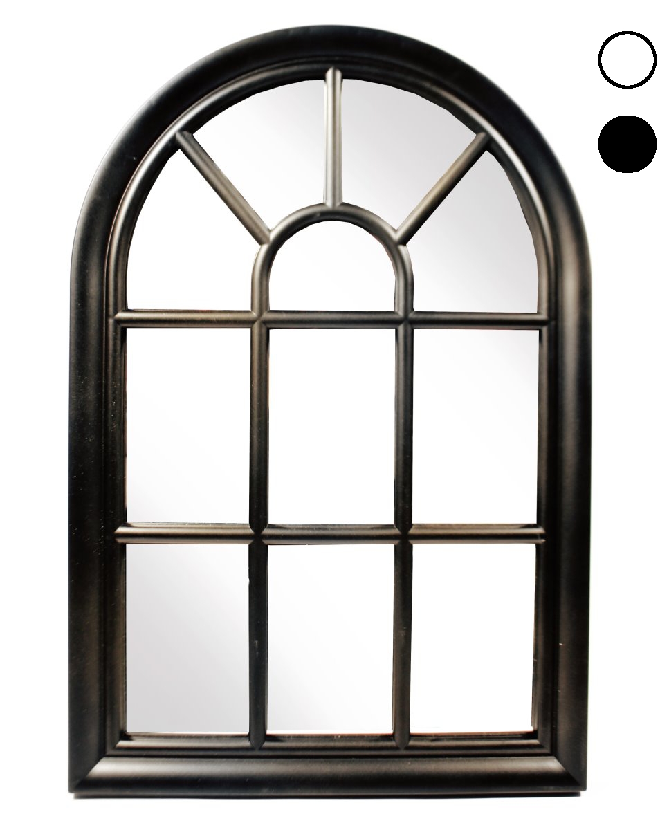 Bogenspiegel in Fensteroptik weiss Kunststoff mit 11 Unterteilungen 56x38x3cm