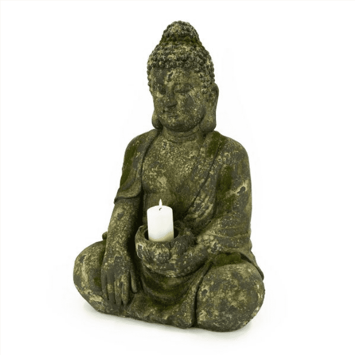 Buddha Bali sitzend mit Kerzenhalter MGO- grau-grn- 42-31-5x61cm unter NOOR Living > Living - Haus & Garten > Root Catalog