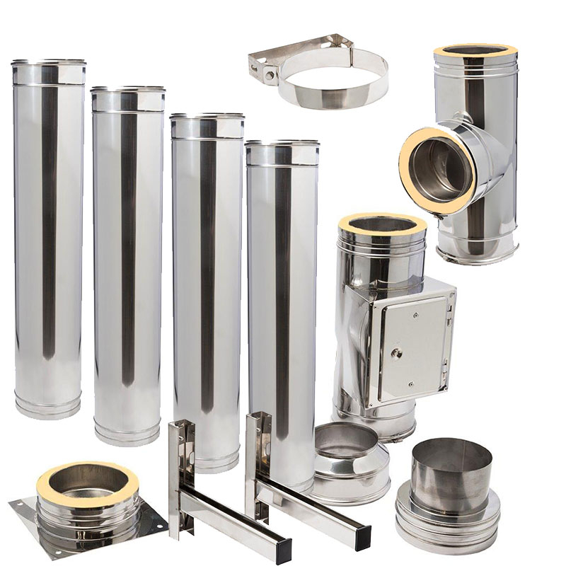 DW Complete Schornsteinpaket ink- Wandbefestigung 5-2m 130mm