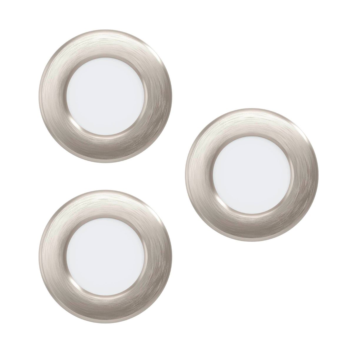 EGLO FUEVA 5 LED Einbauleuchte nickel-matt 3er Set rund 86mm 900lm 3000K