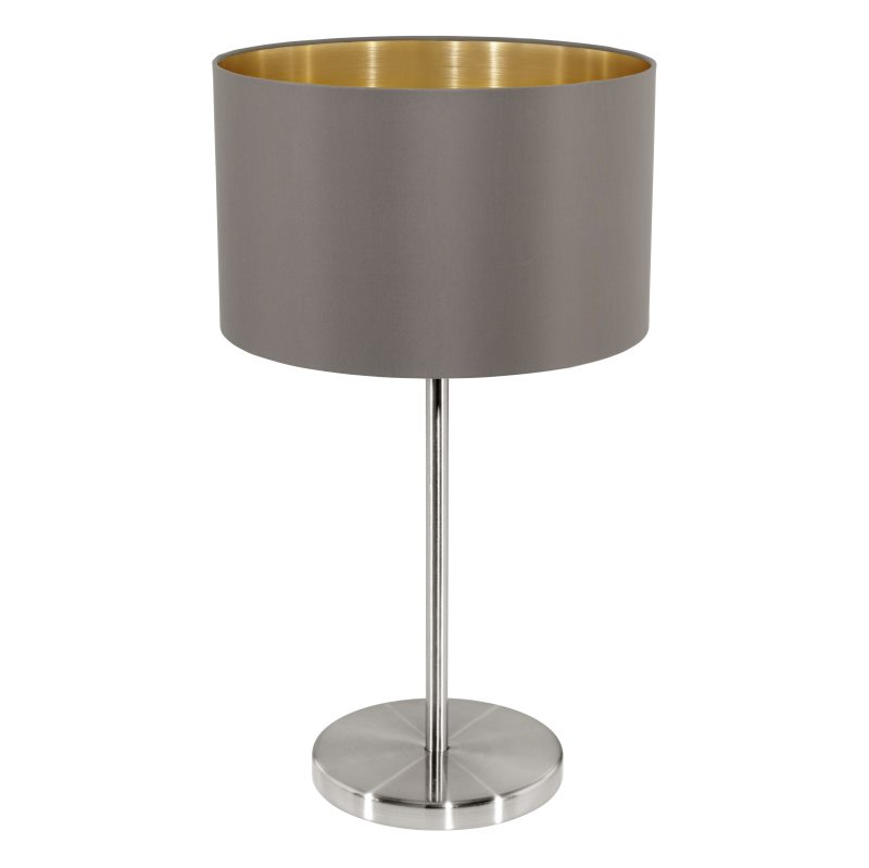 EGLO MASERLO Stoff Tischleuchte E27 nickel-matt- cappuccino unter Tischleuchte Schlafzimmer > Wohnzimmerbeleuchtung > Nach Marke