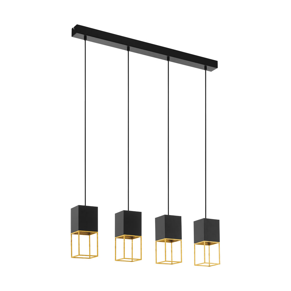 EGLO MONTEBALDO LED Pendelleuchte schwarz- gold 4xGU10