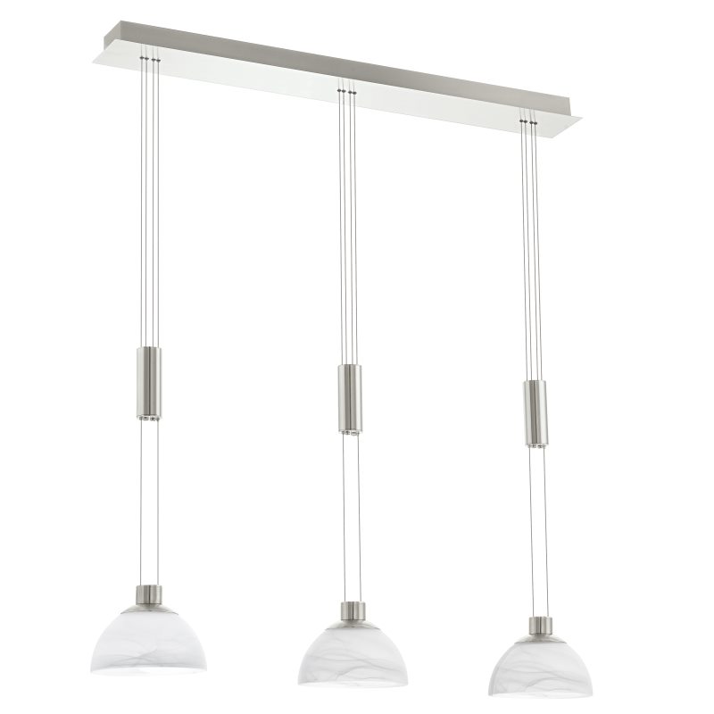 EGLO MONTEFIO LED Hngeleuchte- 3-flg- nickel-matt- alabaster