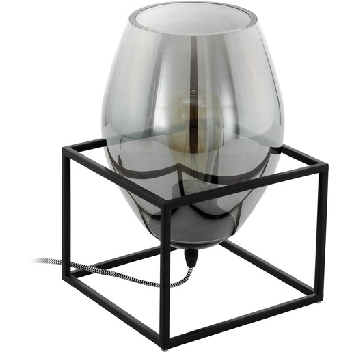 EGLO OLIVAL 1 Tischleuchte Rauchglas schwarz E27
