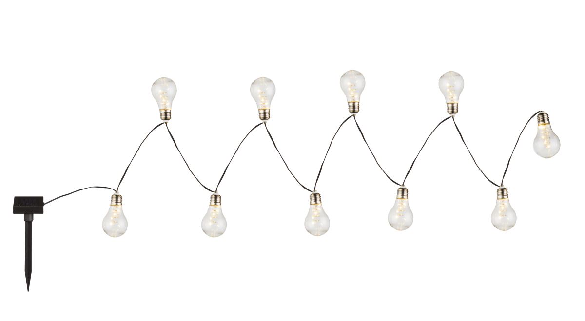 Globo 10XLED Solarleuchte Lichterkette Glhbirne- Kunststoff silbergrau- 10xLED