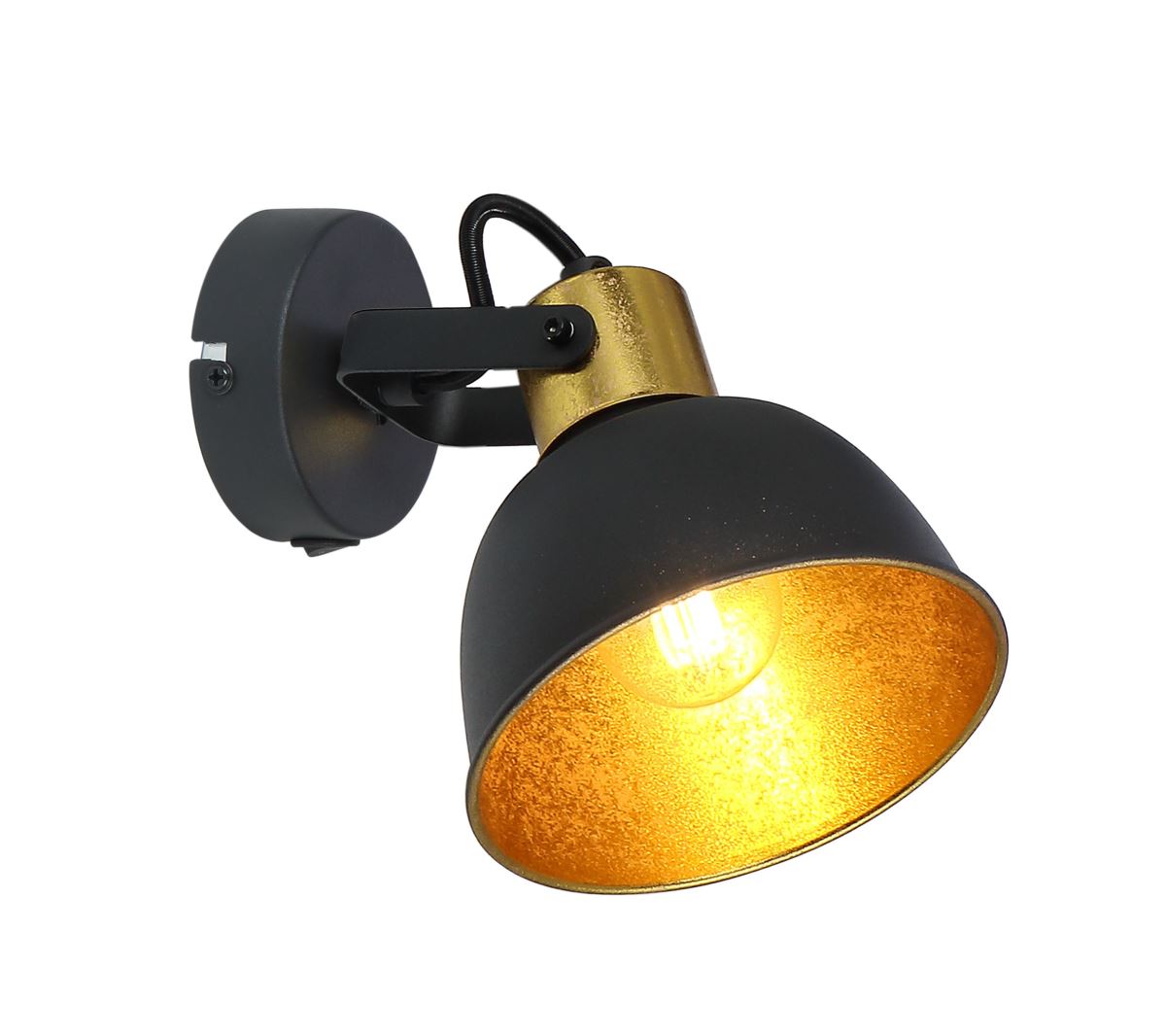 Globo Fillo Wandstrahler schwarz- Blattgold E14 mit Schalter x13x14cm