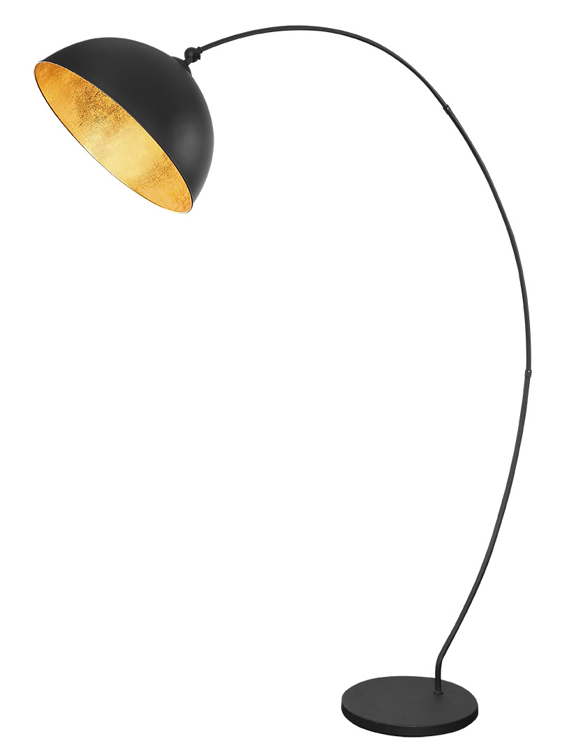 Globo Gottfried Stehleuchte schwarz matt- Blattgold E27 mit Schalter 115x45x182cm