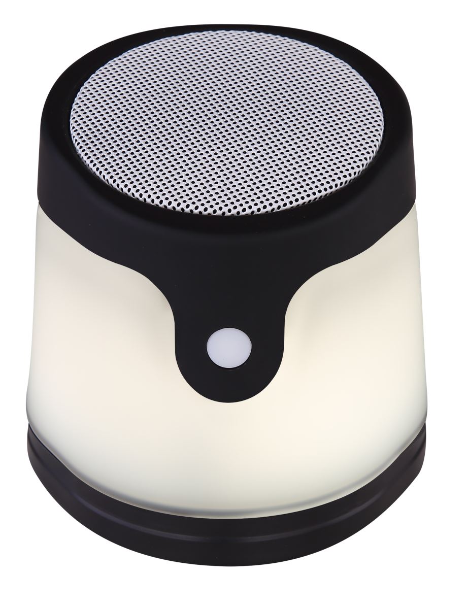 Globo Gropina LED Tischleuchte schwarz- weiss mit Bluetooth Lautsprecher 9-8x10-7cm