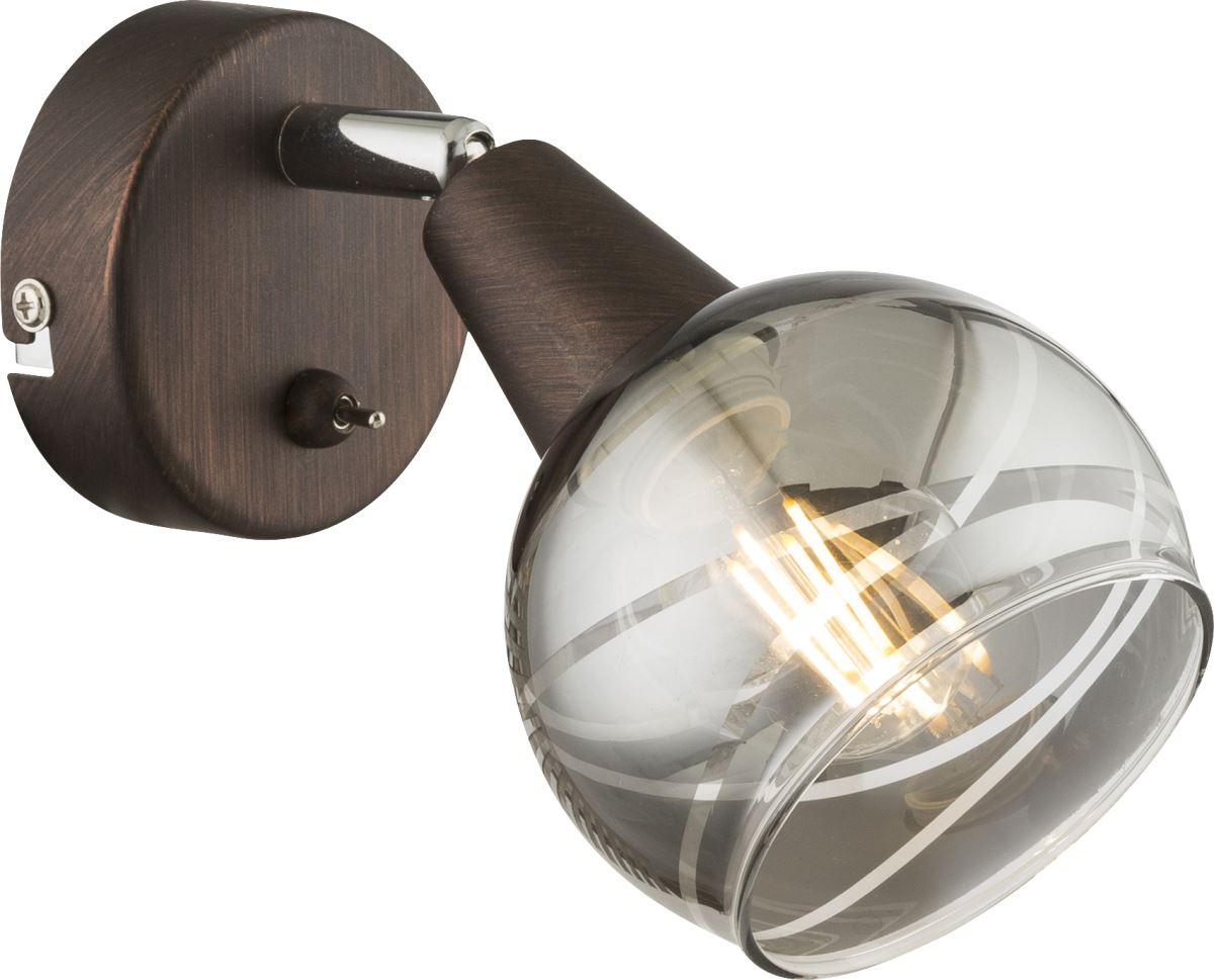 Globo Isla LED Wandstrahler bronze- rauch E14 mit Schalter x9-7x15cm