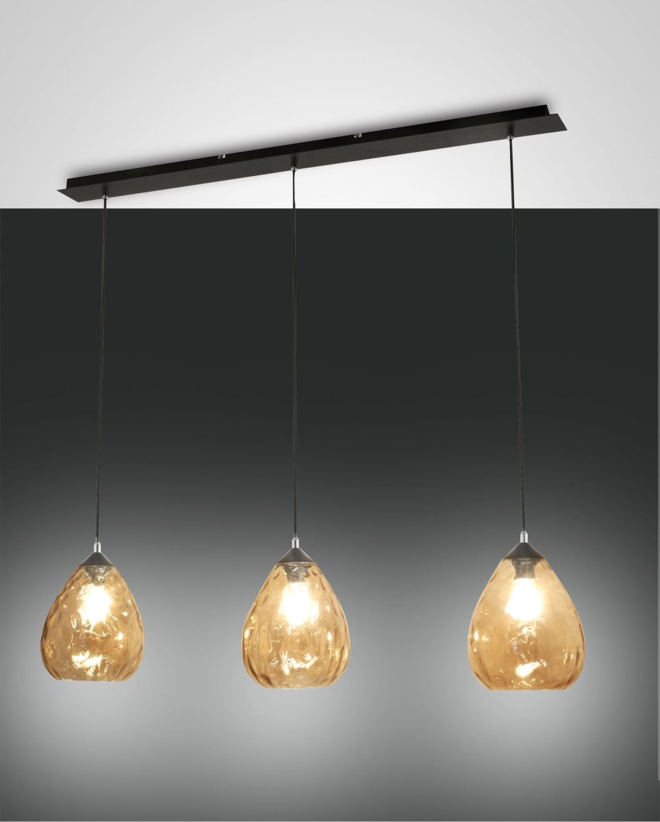 Hngeleuchte schwarz amber Fabas Luce Smartluce Gisella 110cm 3x E27