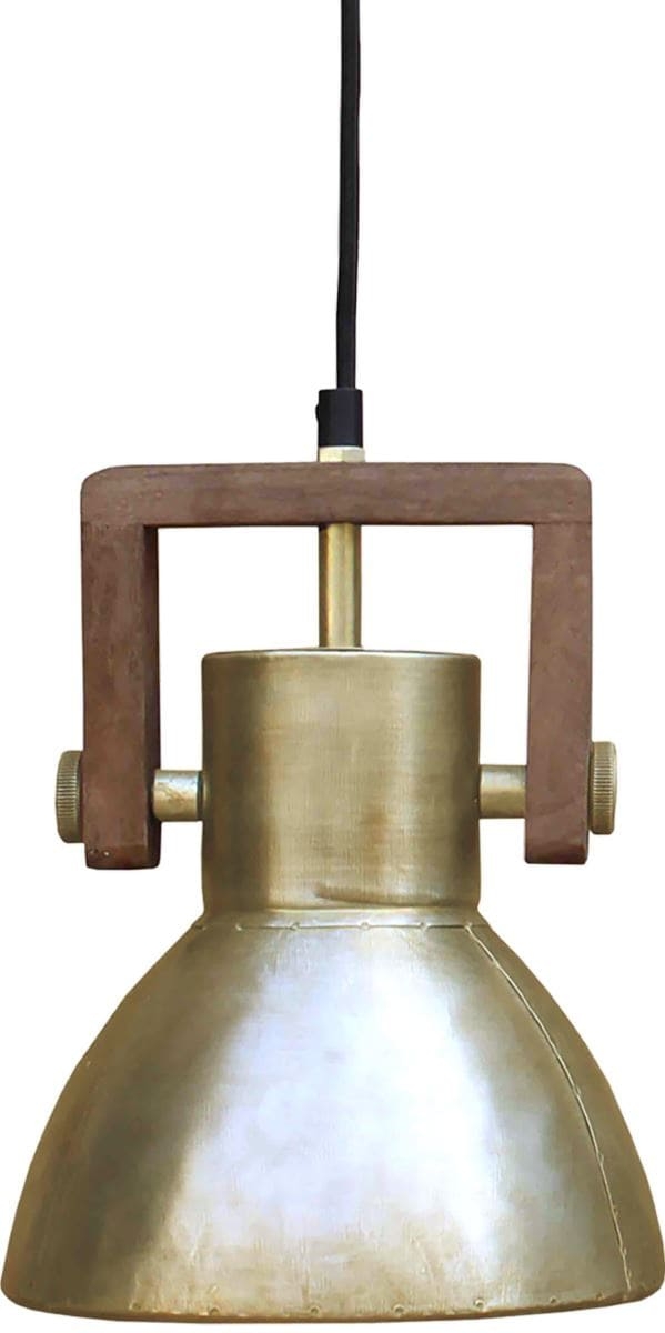 Hochwertige Vintage Hngelampe aus Holz u- Metall gold PR Home Ashby 19cm E27 dimmbar