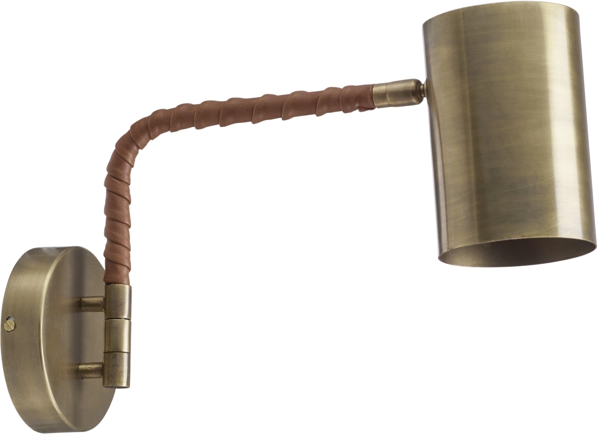 Hochwertige Wandlampe im Antik Messing Look aus Metall mit Kunstleder PR Home Nora E27 12-5x25x38cm