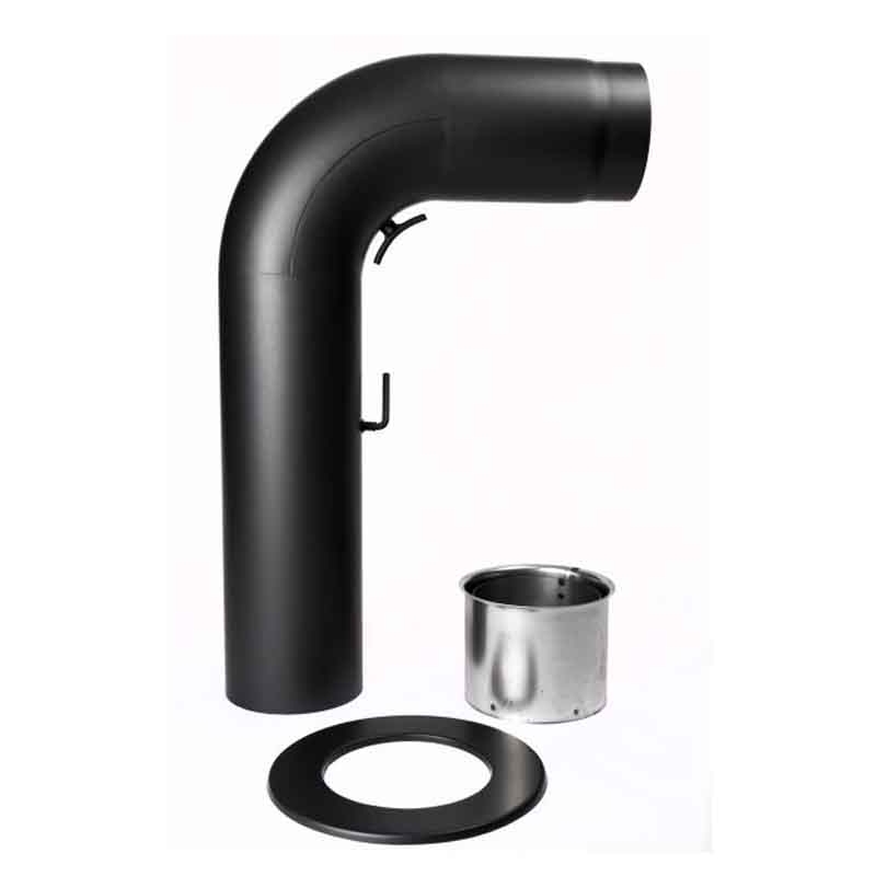 Kaminrohrset glatt II 700 x 450 -150 schwarz - 310 mit grosser T�r