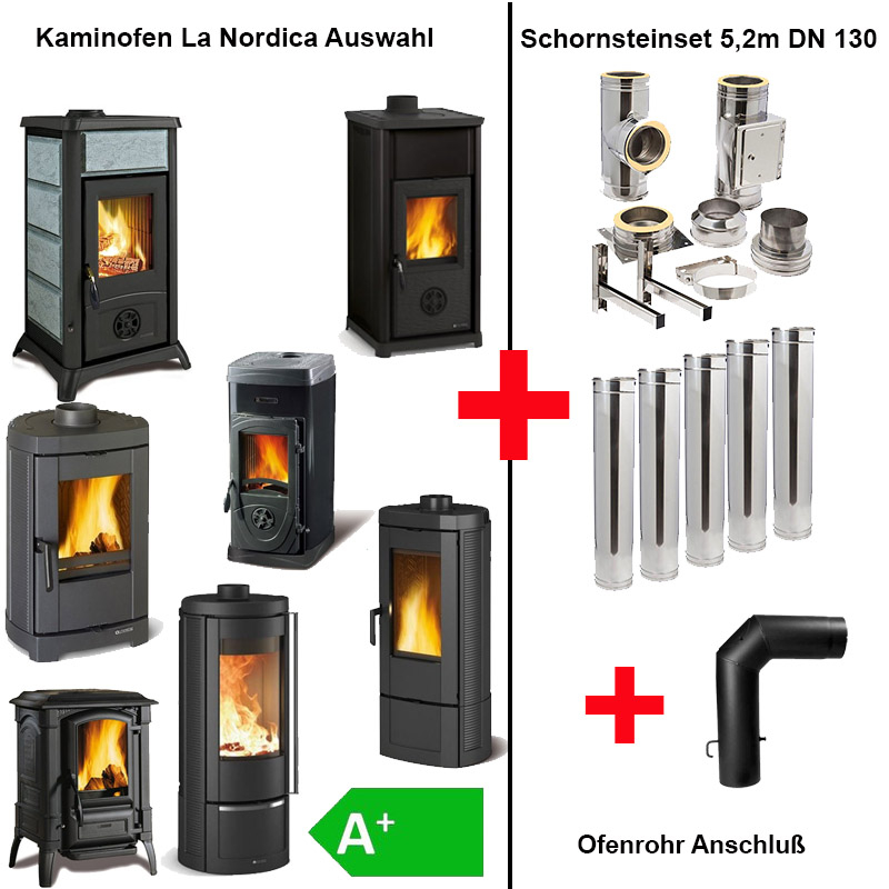 La Nordica Kaminofen mit Edelstahlschornstein 5-2m