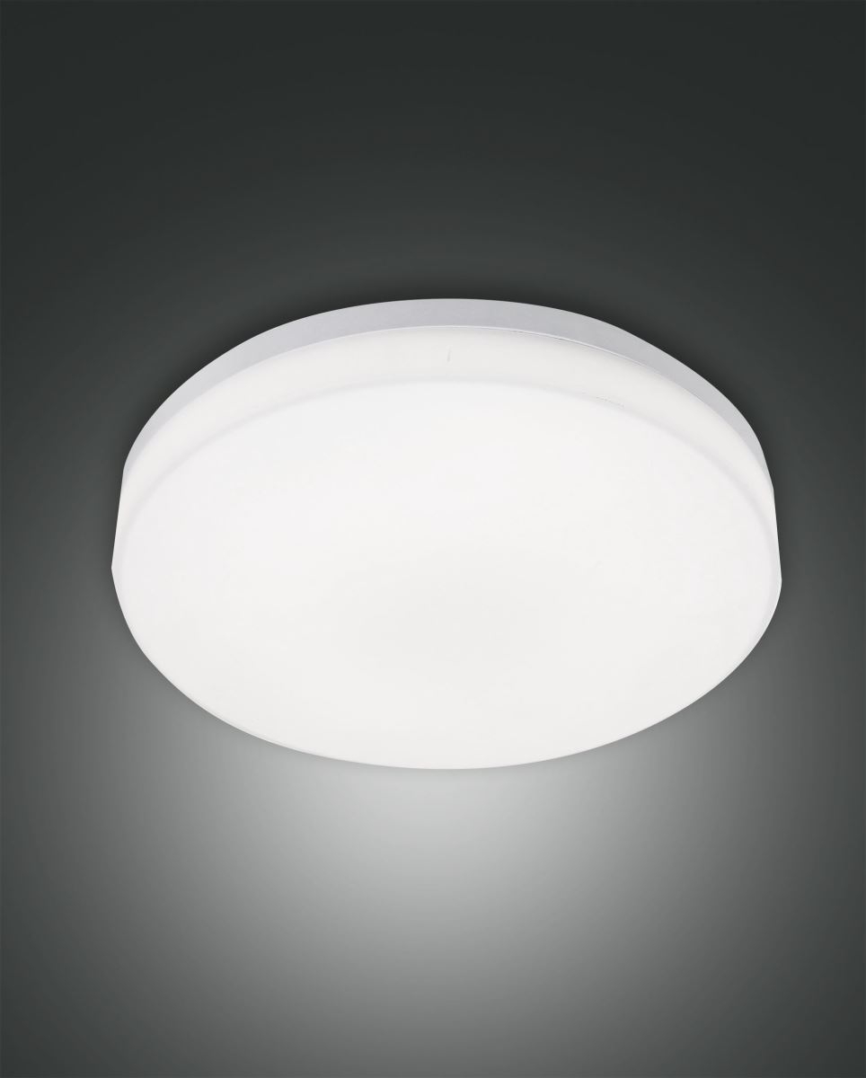 LED Deckenaussenleuchte weiss Fabas Luce Trigo 28cm 2150lm IP65 Stossfest Bewegungsmelder