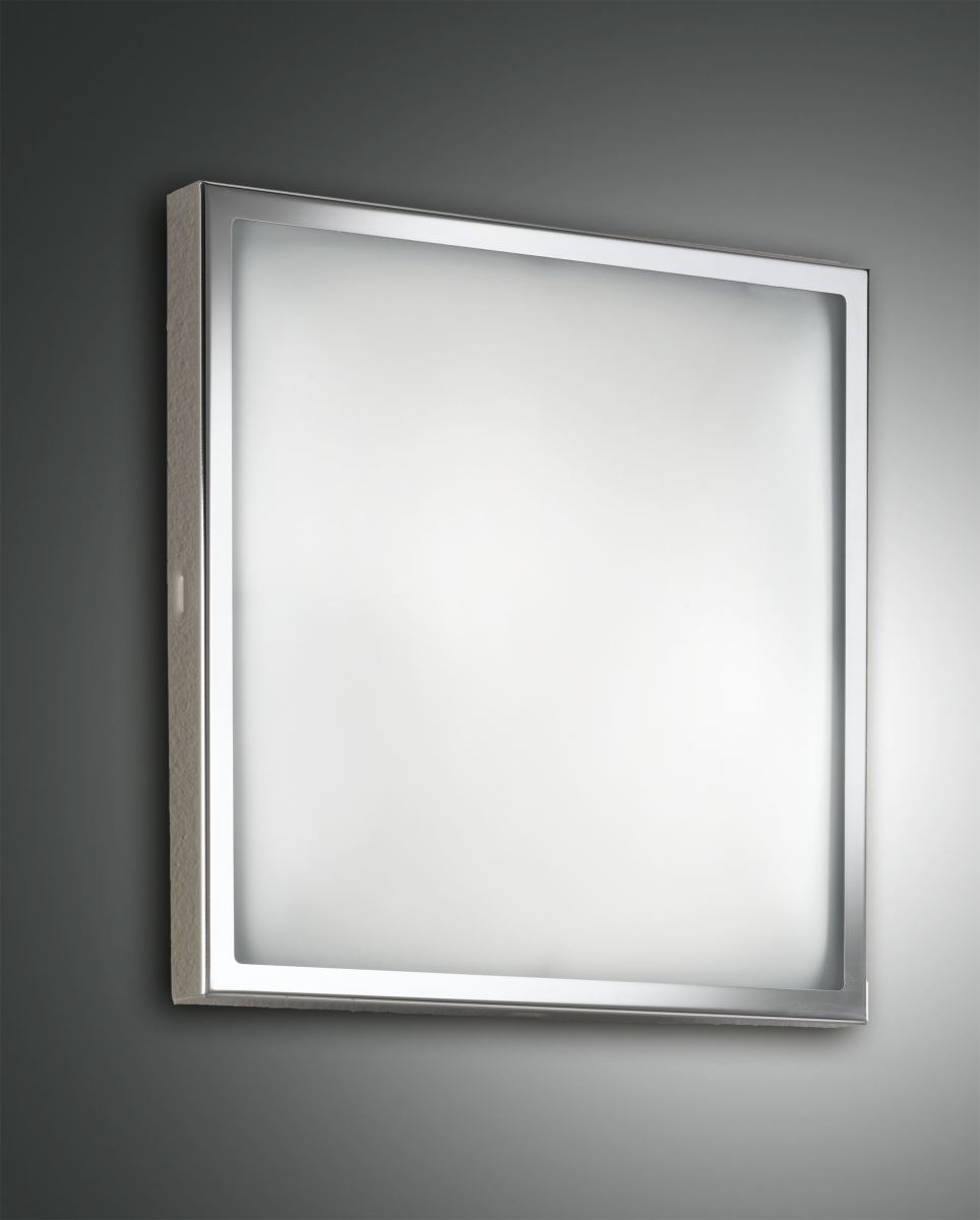 LED Deckenleuchte chrom Fabas Luce Osaka 30x30cm 1000lm