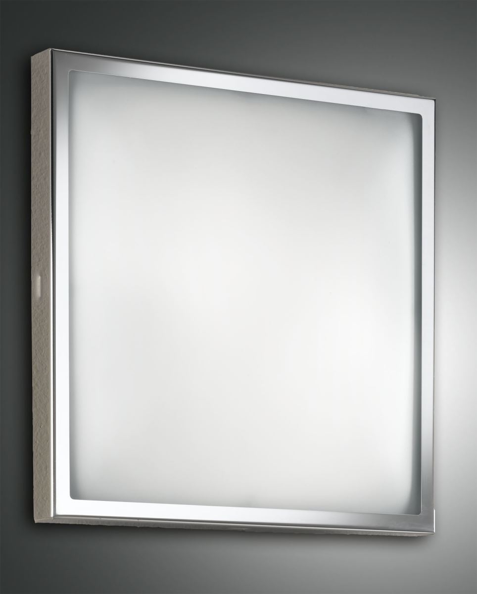 LED Deckenleuchte chrom Fabas Luce Osaka 40x40cm 2100lm