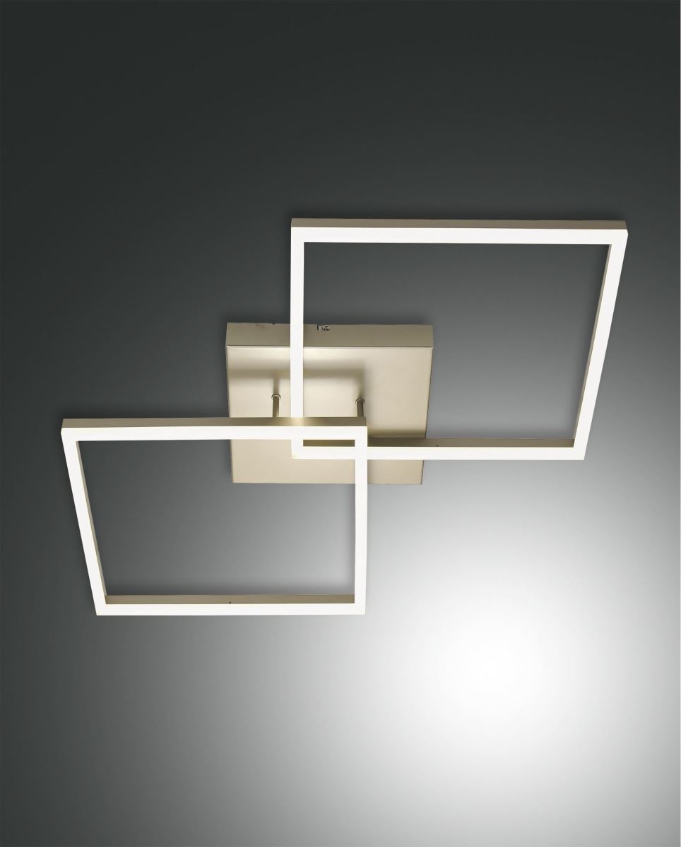 LED Deckenleuchte gold edelmatt satiniert Fabas Luce Smartluce Bard 4680lm 650x650mm dimmbar