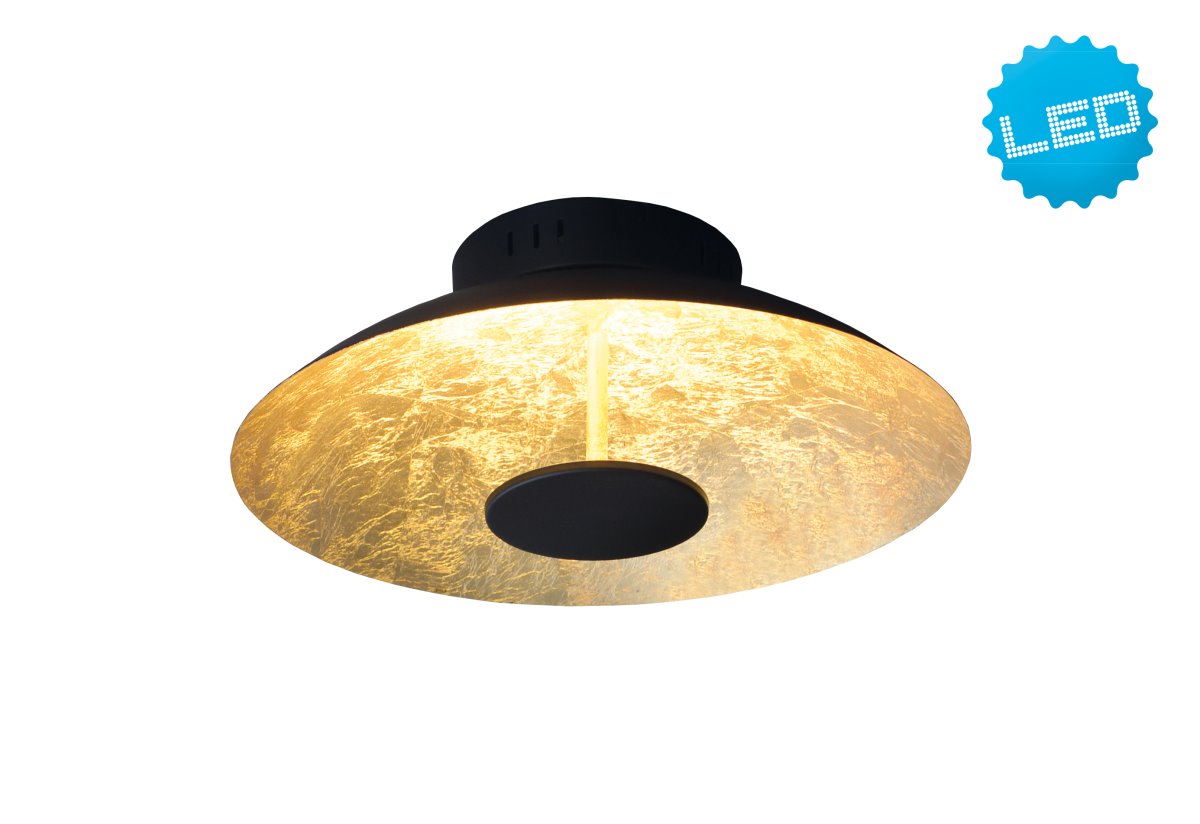 LED Deckenleuchte schwarz- Blattgold Design Nve Firenze 30cm 710lm