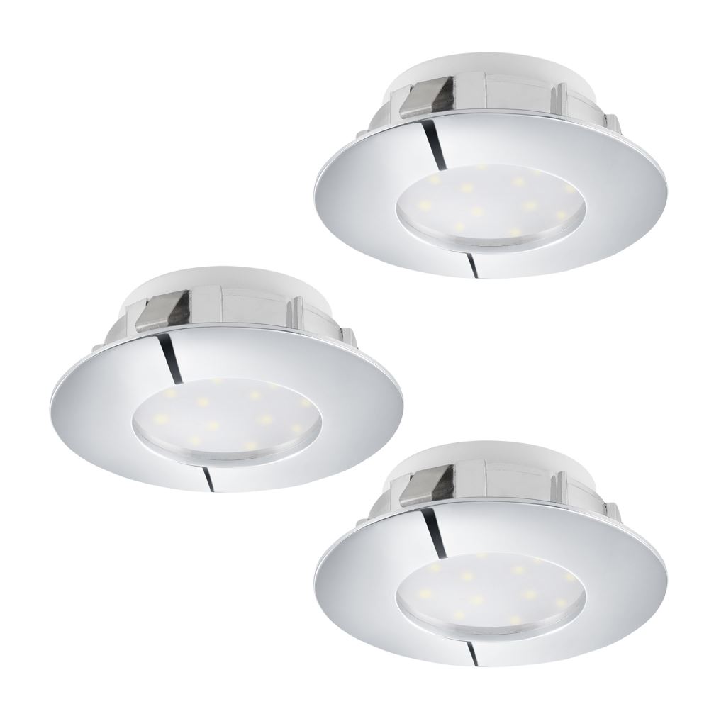 LED Einbauspot EGLO PINEDA 78mm chrom 3er Set IP44