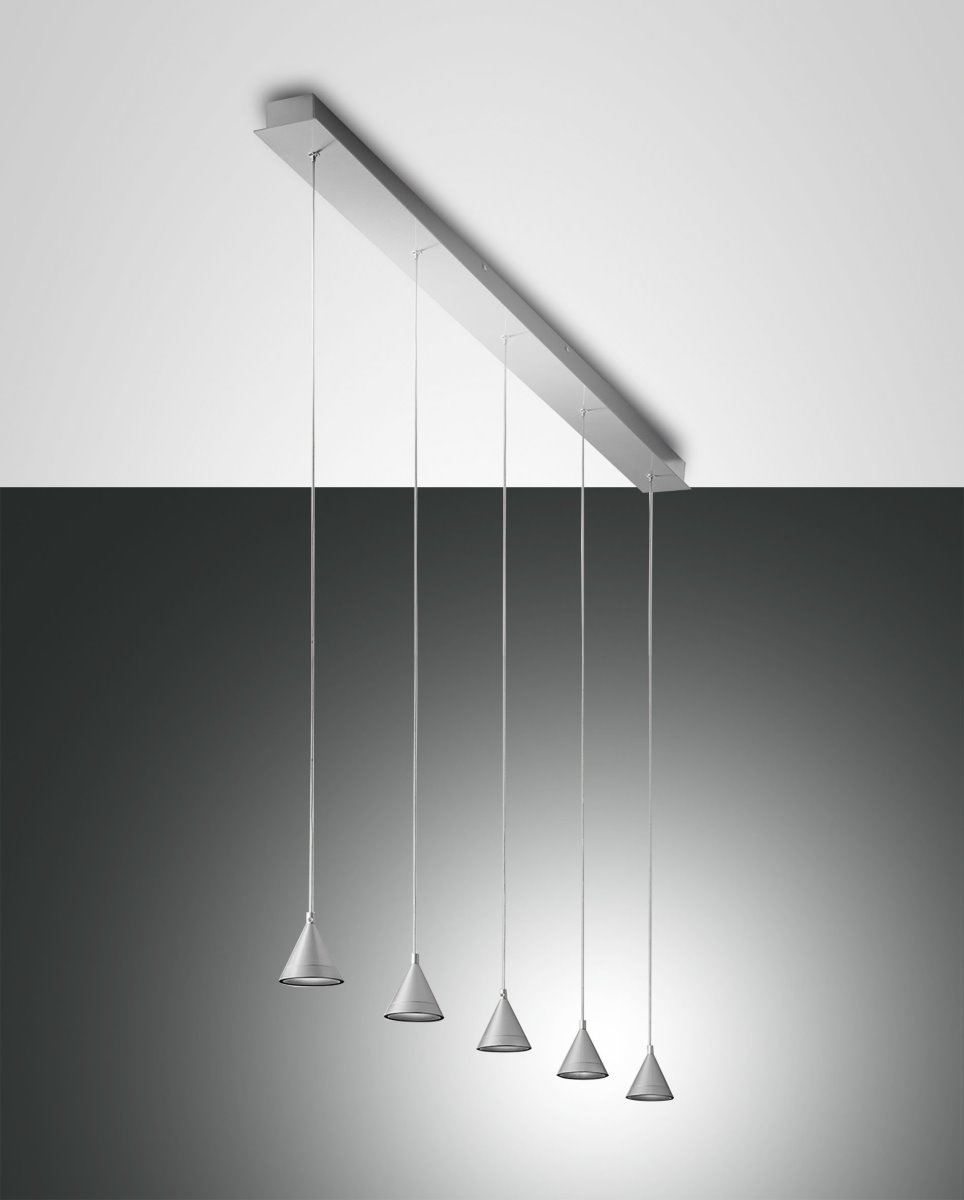 LED Hngelampe Alu satiniert Fabas Luce Delta 3600lm 5-flg- dimmbar unter Hngeleuchten > Esszimmerbeleuchtung > Nach Marke