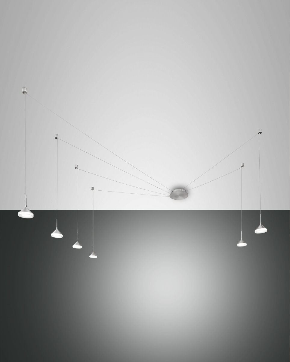 LED Hngelampe Alu satiniert Fabas Luce Isabella 4320lm 6-flg- dimmbar unter Hngeleuchten > Wohnzimmerbeleuchtung > Nach Raum