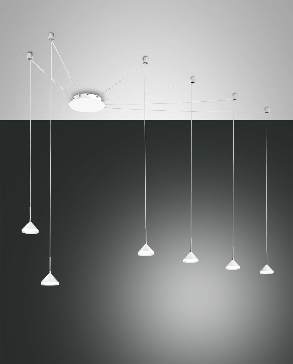 LED Hngelampe weiss Fabas Luce Isabella 4320lm 6-flg- dimmbar unter Hngeleuchten > Wohnzimmerbeleuchtung > Nach Raum