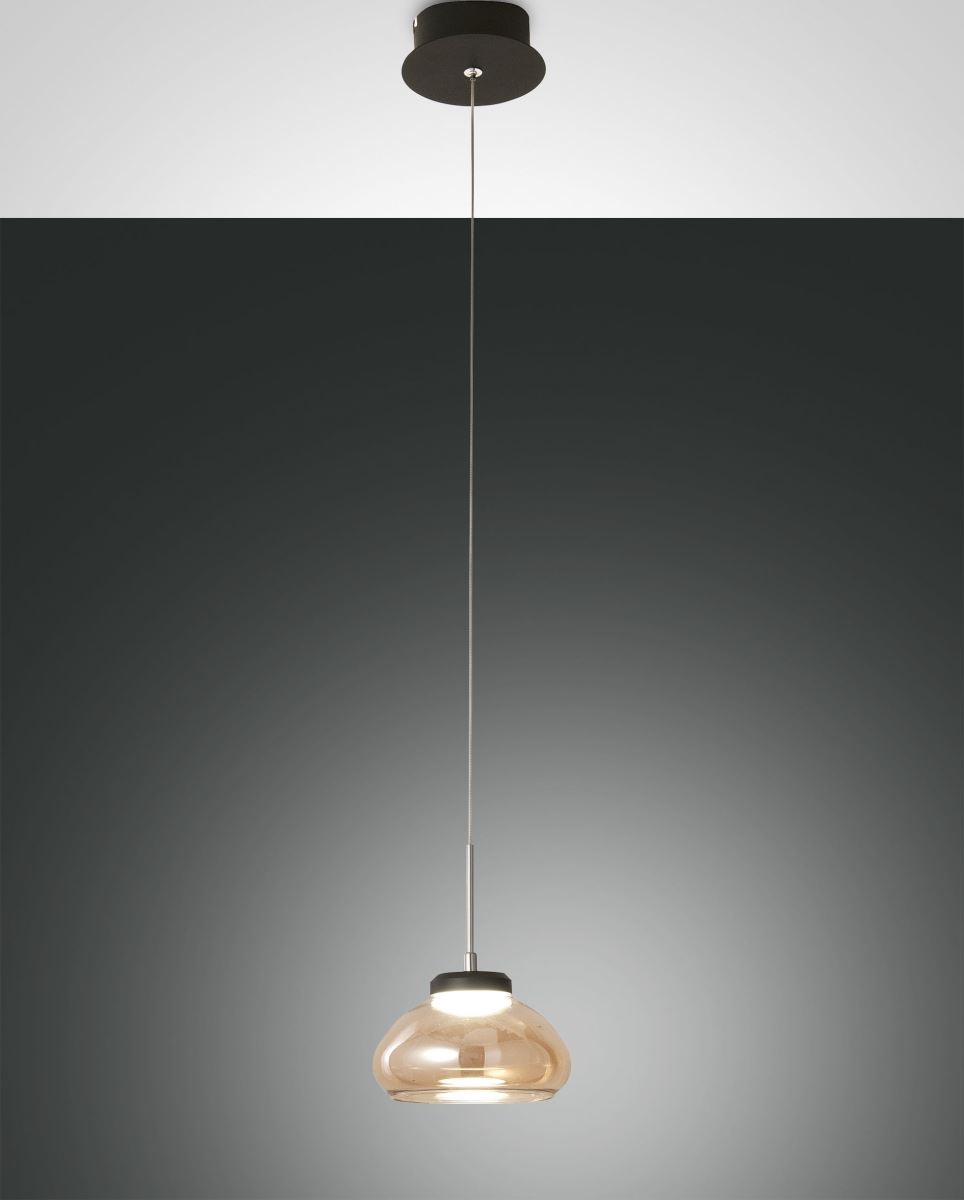 LED Hngeleuchte schwarz amber Fabas Luce Arabella 14x200cm 720lm dimmbar