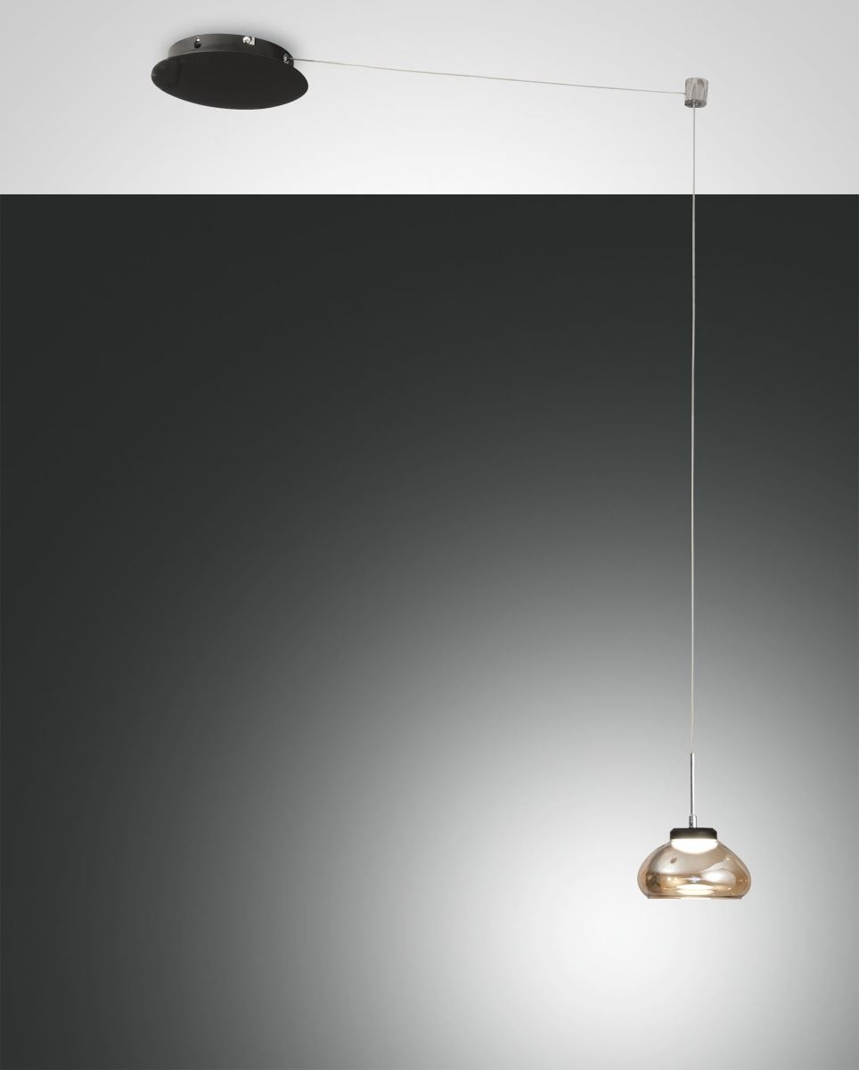 LED Hngeleuchte schwarz amber Fabas Luce Arabella 14x350cm 720lm dimmbar