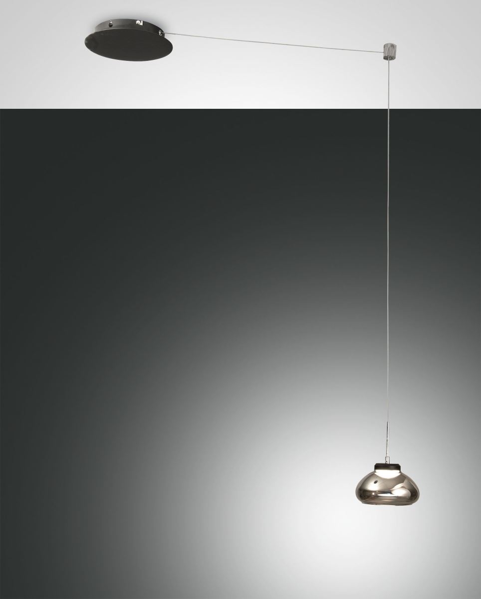 LED Hngeleuchte schwarz Rauchglas Fabas Luce Smartluce Arabella 14x350cm 720lm dimmbar
