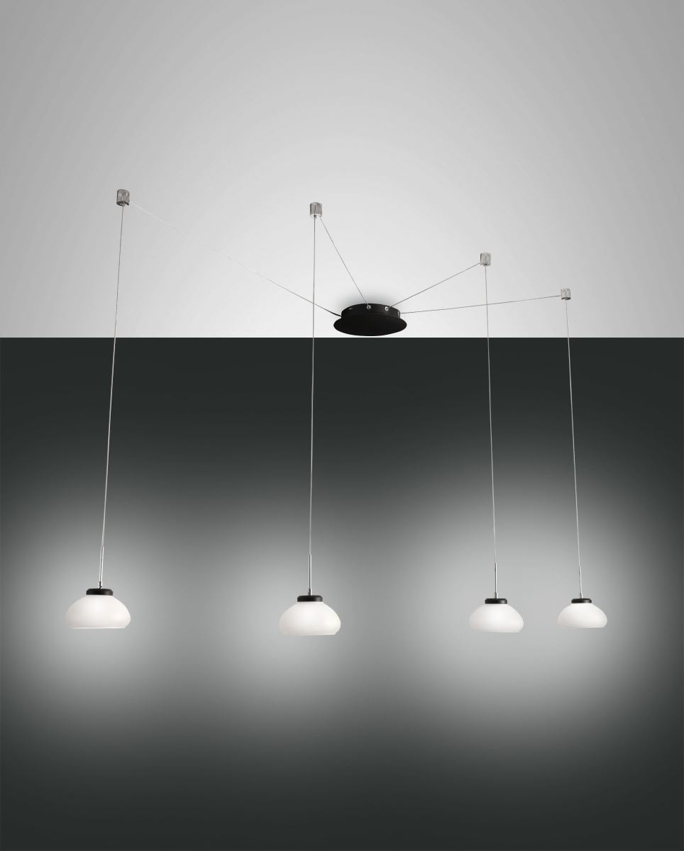 LED Hngeleuchte schwarz weiss Fabas Luce Arabella 350cm 4-flg- 2880lm dimmbar