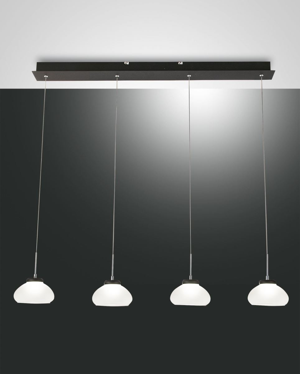 LED Hngeleuchte schwarz weiss Fabas Luce Arabella 95x200cm 4-flg- 2880lm dimmbar