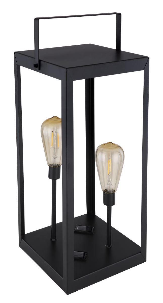 LED Solar Laterne mit 2x Edison Leuchtmittel schwarz amber LBH 20x20x53cm von Globo