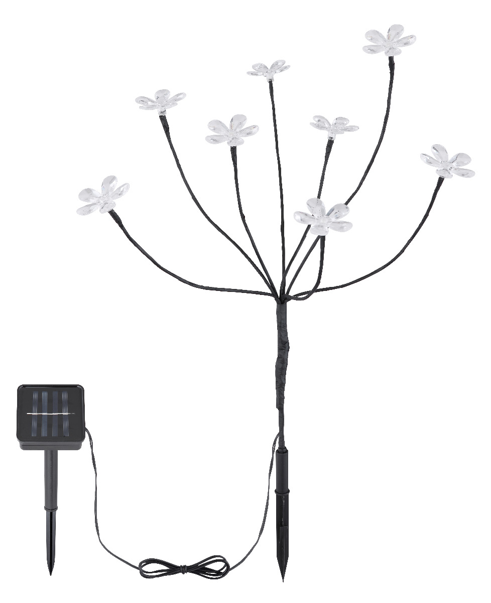 LED Solarleuchte kleine Blume mit 8 Blten auf Erdspiess Metall Kunststoff schwarz 60x60x62cm von Globo