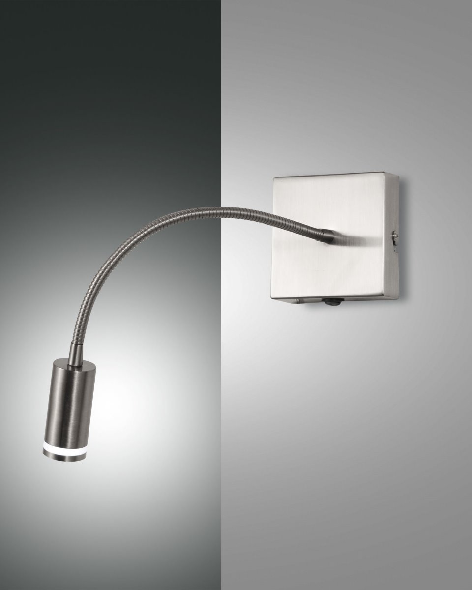 LED Wandleseleuchte nickel-matt Fabas Luce Portici 270lm mit Schalter