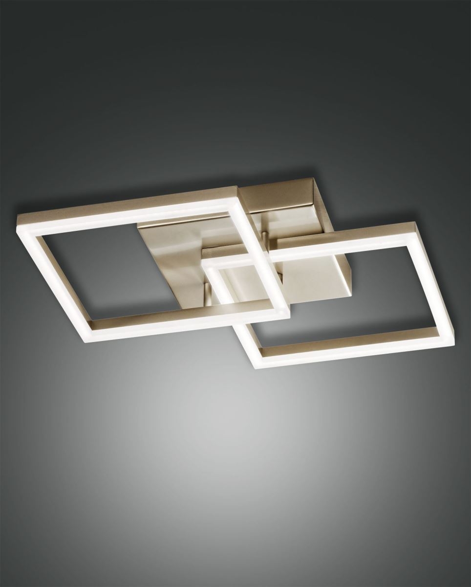 LED Wandleuchte gold edelmatt satiniert Fabas Luce Smartluce Bard 3510lm 450x450mm dimmbar