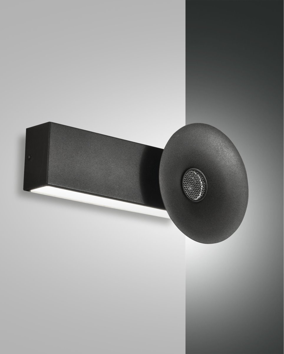 LED Wandleuchte schwarz Fabas Luce Aretha 900lm Bluetooth Lautsprecher unter Wandleuchten > Wohnzimmerbeleuchtung > Nach Raum