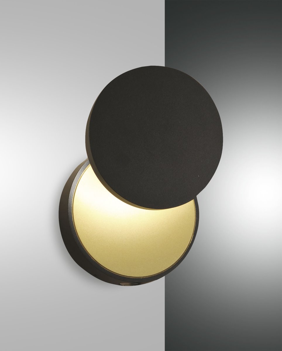 LED Wandleuchte schwarz- gold Fabas Luce Ara 1080lm 3000K Tastdimmer