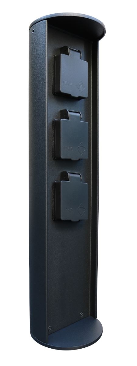 Lutec Stromverteiler Socket Steckdosensäule anthrazit IP44 10x40cm mit 3 Steckdosen