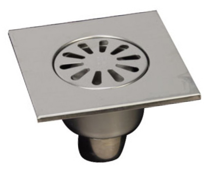 MERT Bodenablauf einteilig f�r ebenerdige Dusche Ablauf senkrecht Edelstahl 150 x 150 mm