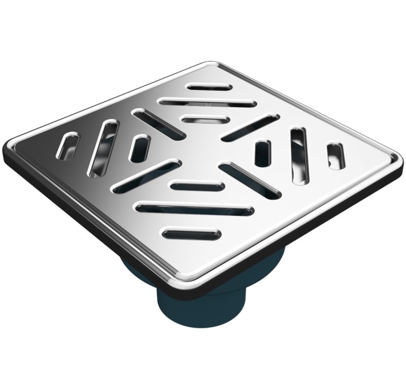 MERT Bodenablauf f�r ebenerdige Dusche Edelstahlrost Stribes senkrechter Ablauf 150 x 150 mm