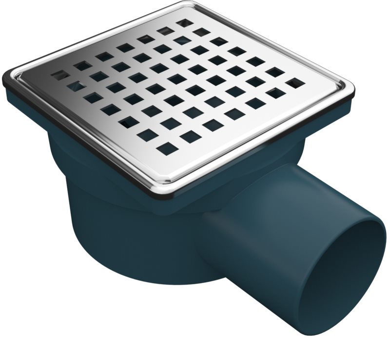 MERT Bodenablauf f�r ebenerdige Dusche mit modernen Edelstahlrost Square 100 x 100 mm