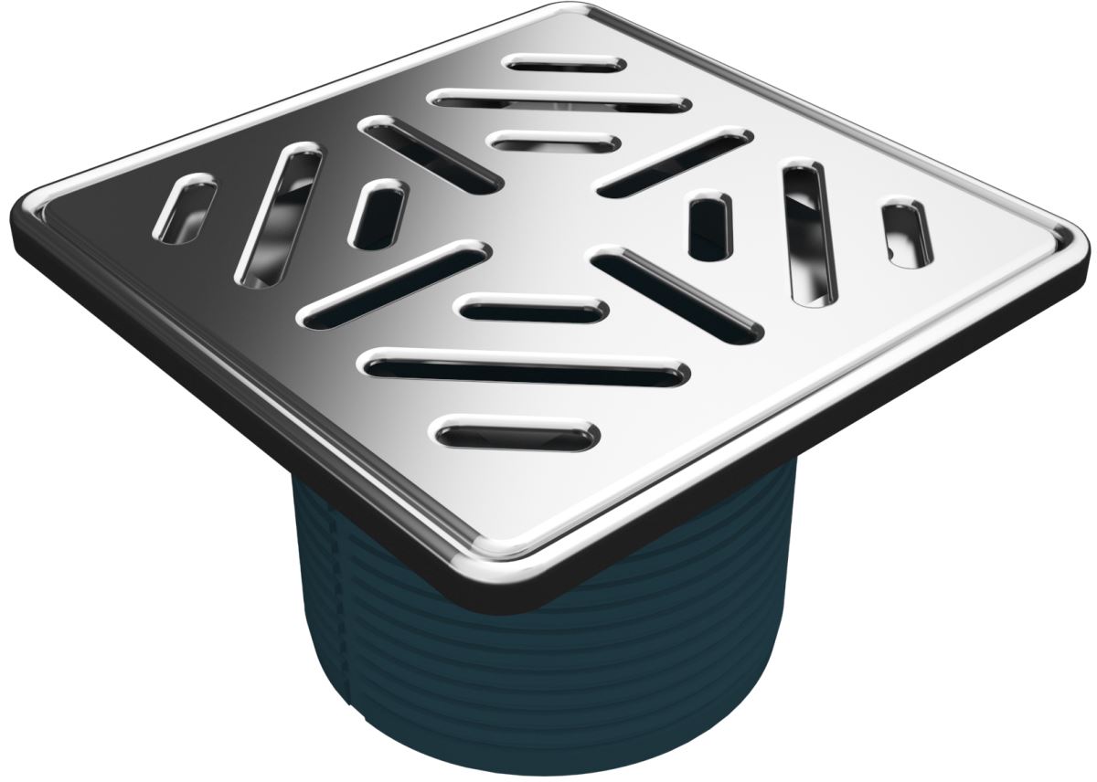 MERT Design Bodenablauf 150 x 150 mm Edelstahl mit 100mm Ablauf- ohne Grundkrper Flansch