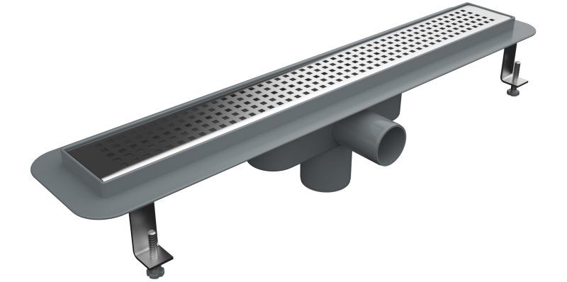 MERT Duschrinne Bodenablauf 1000 mm mit Edelstahlrost Square geb�rstet