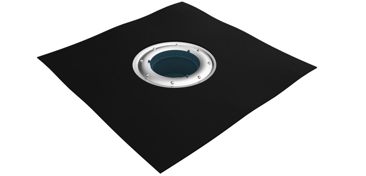 MERT Edelstahl Klemm Flansch senkrechter Ablauf 50mm mit Bitumen Schweissbahn f�r Bodenablaufgrundk�rper mit 100mm Aufsatz