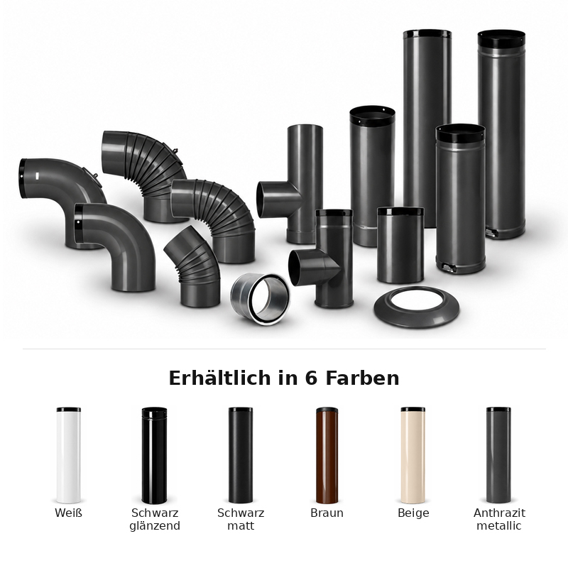 Ofenrohr emailliert High Quality alle Bauteile DN 100 - 130mm